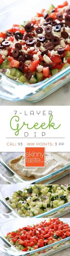 Greek 7 Layer Dip, minus olives