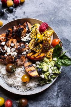 
                    
                        BBQ Chicken and Grilled Corn Rice Bowls with Berry Smashed Avocado
                    
                