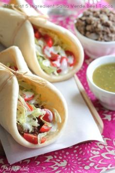 The Best 5 Ingredient Salsa Verde Beef Tacos! Delicious family dinner recipe!