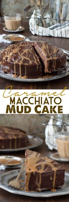 
                    
                        Caramel Macchiato Mud Cake - a rich, fudgy mud cake full of coffee flavor!
                    
                