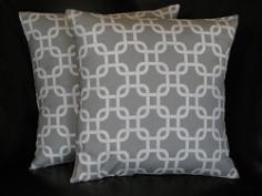 Pillows Decorative Throw Pillow Covers gray 18 x 18 inches storm grey on white Chain Link. $29.00, via Etsy.