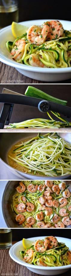 Skinny Shrimp Scampi with Zucchini Noodles #healthy #dinner #recipes #ideas