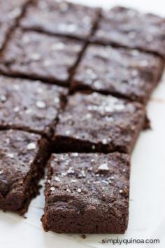 Avocado Quinoa Brownies with flaked sea salt - perfectly moist, dark chocolate flavors and surprisingly healthy too! [gluten-free + vegan]