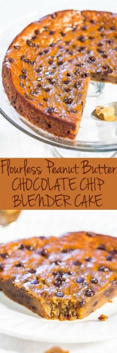 
                    
                        Flourless Peanut Butter Chocolate Chip Blender Cake - NO white sugar, NO oil, NO butter, NO flour! Made in a blender and the easiest cake ever!! You won't believe how amazing it tastes until you try it for yourself!!
                    
                