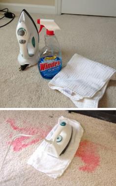 Windex  iron tip - Click on the link to the original blog...  Read the blog  read the comments too...  Never thought I would laugh so much reading a blog about carpet cleaning!