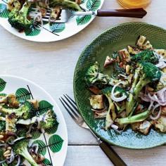 #Vegan Grilled Broccoli and Bread Salad with Pickled Shallots Recipe from Food & Wine