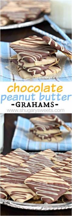 
                    
                        Chocolate Peanut Butter covered Graham Crackers. Such a delicious snack/treat any time of year!
                    
                