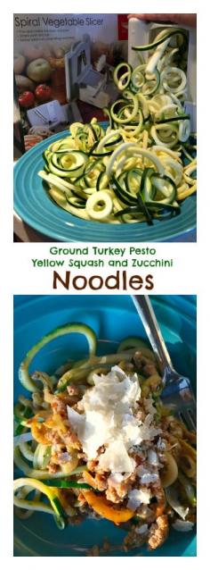 
                    
                        Ground Turkey Pesto Yellow Squash and Zucchini Noodles | ReluctantEntertainer #spiralizer
                    
                