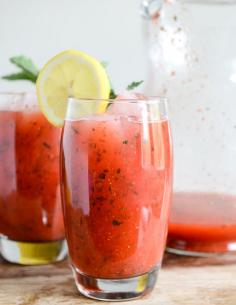 Fresh Strawberry Mint Lemonade recipe by How Sweet It Is.