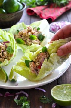 
                    
                        Thai Chicken Lettuce Cups (Larb Gai) - on the table in just over 15 minutes, full of fresh flavours and unintentionally healthy! (350 cal)
                    
                