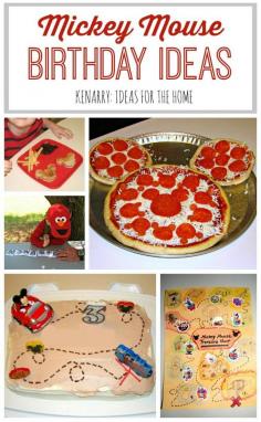 What fun ideas for a Mickey Mouse birthday! My child would love these party plans for a treasure hunt, an easy birthday cake and a pizza shaped like Mickey Mouse.