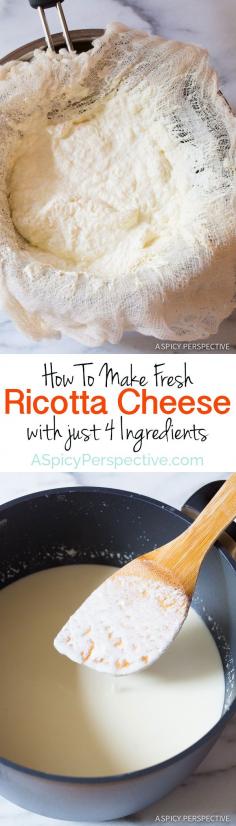 
                    
                        How To Make Creamy Fresh Ricotta Cheese with just 4 Ingredients on ASpicyPerspective...
                    
                