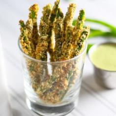 Baked Green Bean Fries with a Trio of Dipping Sauces