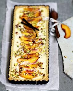 Peach Pistachio Ricotta Cheesecake Tart recipe