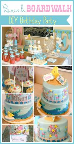Adorable Beach Boardwalk birthday party idea from TheDomesticHeart.com Boy/Girl Twins Party