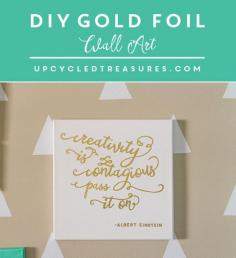 
                    
                        See how easy it is to create this DIY Gold Foil Wall Art, plus download the FREE Printable quote! Upcycledtreasures...
                    
                