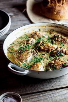 Nigel Slater's Coq au Riesling. #Recipe #Chicken #Dinner