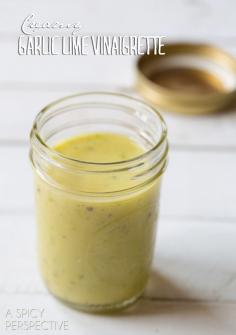 Creamy Garlic Lime Vinaigrette #dressing #salad #spring from @Sommer | A Spicy Perspective