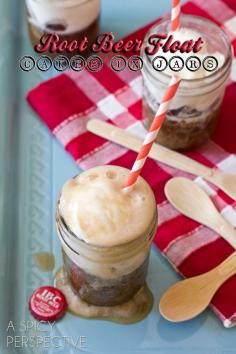 Root Beer Float Cakes - Desserts in Jars! ASpicyP #injars #rootbeerfloat #summer #party #Party Stuffs #Party Accessories #Party Goods| http://sweetpartygoods.blogspot.com