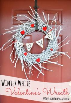 Winter White Valentine's Wreath, Valentine's Day decor, February home decor, DIY decor, door decor