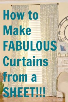 
                    
                        This is GENIUS. Here is a simple tutorial to make curtains from a flat twin sheet AND you don't even have to get out your sewing machine!
                    
                