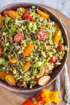 
                    
                        SORGHUM SALAD WITH KALE PESTO
                    
                