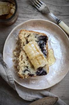 
                    
                        blueberry muffin loaf with cut comb honey
                    
                