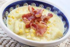 THE BEST Corn Chowder ever! I make it with sausage and bacon and I only use one onion and I throw it in the food processor first. SO GOOD!