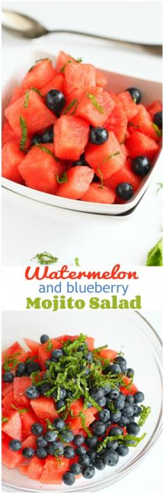 
                    
                        Watermelon and Blueberry Mojito Salad…This refreshing salad gets a little tipsy! 80 calories and 2 Weight Watchers PP | cookincanuck.com #vegan #recipe
                    
                