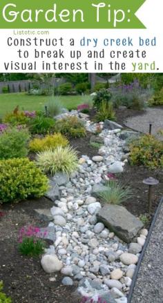 20 Insanely Clever Gardening Tips And Ideas, Love this Dry Creek Bed Idea