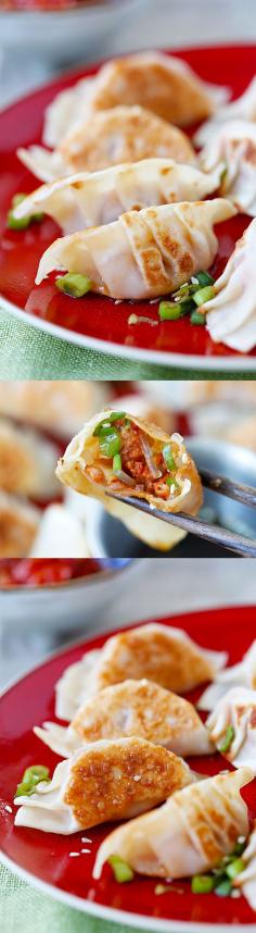 
                    
                        Kimchi Dumplings – Spice up your dumplings by adding kimchi to make juicy, plump and delicious dumplings that you just can’t stop eating!! | rasamalaysia.com
                    
                