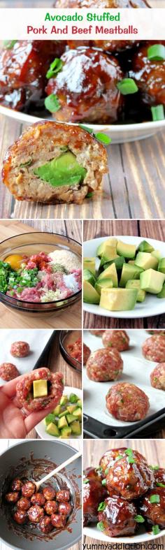 Avocado Stuffed Pork And Beef Meatballs | YummyAddiction.com #recipe #dinner