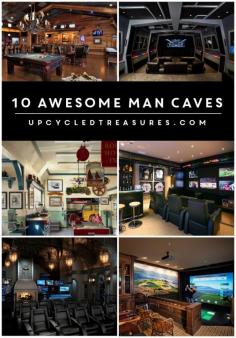 Check out these 10 awesome man cave ideas! upcycledtreasures.com