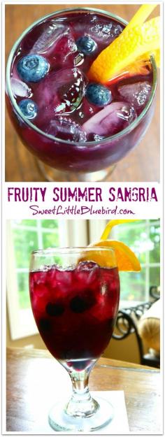 FRUITY SUMMER SANGRIA - Summer in a glass! Perfect for outdoor parties and get-togethers, always a hit! | https://SweetLittleBluebird.com rayban sunglasses,women fashion glasses