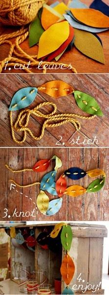 DIY Fall Leaves Garland ----i have a scathingly brilliant idea for this---
