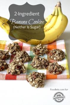 2 Ingredient Banana Cookies - Neither ingredient is sugar! A healthy snack for kids.