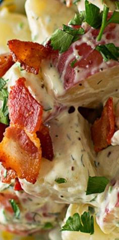 
                    
                        Chicken Bacon Ranch Red Potato Salad - what a wonderful salad to serve for the warm weather ahead!
                    
                