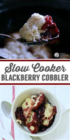 
                    
                        Slow Cooker Blackberry Cobbler Recipe | Summer desserts | Crockpot & Slow Cooker desserts | See more recipes on TodaysCreativeLif...
                    
                