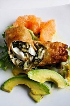 
                    
                        Crab Spring Roll With Grapefruit And Avocado
                    
                