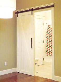 Lot of creative "sliding barn door" ideas  For the master bath! LOVE