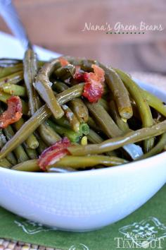 Low Carb side dish idea! These are my Nana's Famous Green Beans!  One of the most requested recipes from my family - year-round! | MomOnTimeout.com