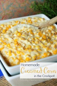 Homemade Creamed Corn in the Crockpot - A decadent, homemade version of creamed corn for the Crockpot - youll never go back to canned again! #crockpot #recipes #healthy #slowcooker #recipe