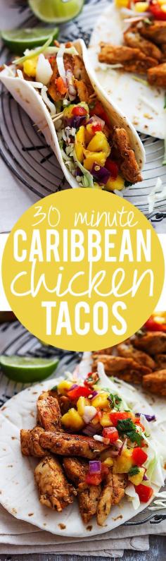 Easy 30 minute Caribbean Chicken Tacos | Creme de la Crumb #recipe