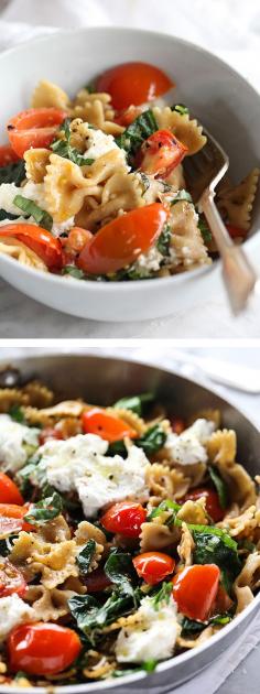 Fresh Tomato and Ricotta Whole Wheat Pasta is so fresh in flavors and healthy, and on http://foodiecrush.com #recipe #pasta #pasta #recipes #healthy #food #recipe