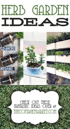 Herb Gardens 30 great Herb Garden Ideas...like the mason jar one :)