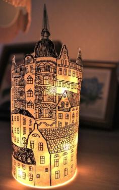 DIY idea  :: Paper lantern Stockholm.  Um I should do PARIS.