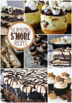 50 amazing s'mores recipes and s'more desserts in one place! Perfect summer desserts! I'm having s'mores every day this summer!