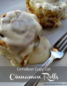 Delicious Cinnabon Copy Cat Cinnamon Rolls. These may be my new favorite cinnamon roll recipe! From www.SomewhatSimple.com #cinnamon rolls