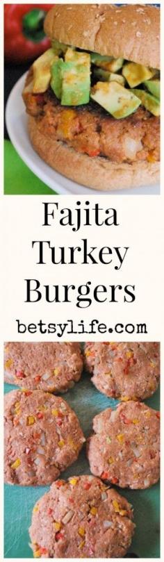 
                    
                        Fajita Turkey Burgers. A healthier option for your next backyard BBQ. These definitely aren't lacking any flavor!
                    
                