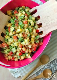 Farmer's Market Chickpea Chopped Salad with Creamy Avocado Dill Dressing